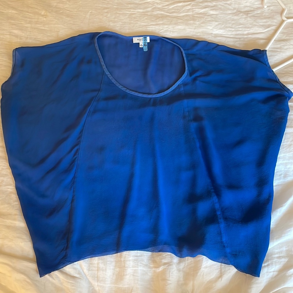 Cobalt Blue 100% Silk Babaton Top